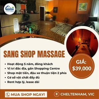 Sang shop massage vị trí đẹp tại Cheltenham, VIC - giá chỉ $39,000